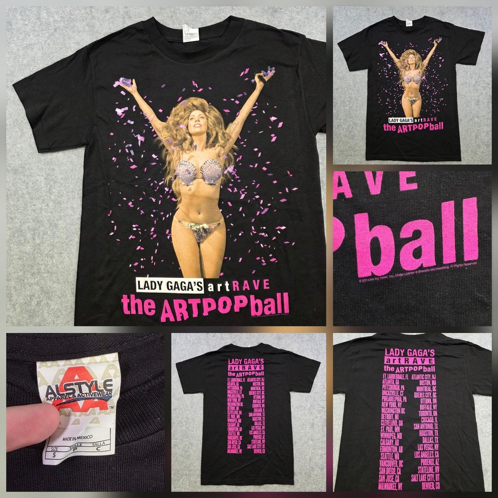 Lady Gaga ArtRAVE ARTPOP Ball Shirt Mens Small Black Tour Concert Graphic Tee